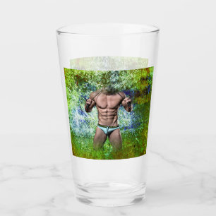SlipperyJoe's highly muscular adult man shirtless Glass