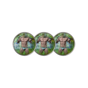 SlipperyJoe's highly muscular adult man shirtless Golf Ball Marker