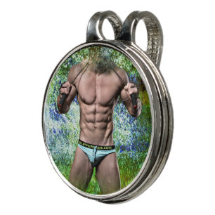 SlipperyJoe's highly muscular adult man shirtless Golf Hat Clip