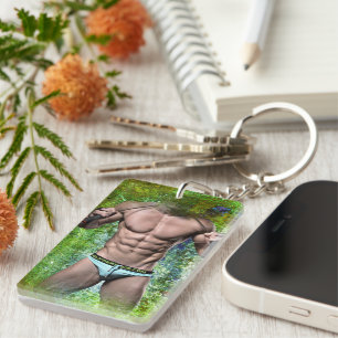 SlipperyJoe's highly muscular adult man shirtless  Keychain