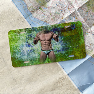 SlipperyJoe's highly muscular adult man shirtless  License Plate