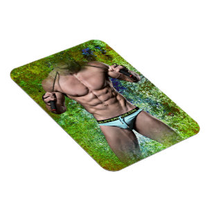 SlipperyJoe's highly muscular adult man shirtless  Magnet