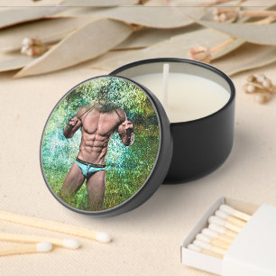 SlipperyJoe's highly muscular adult man shirtless Mini Candle Favors