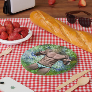 SlipperyJoe's highly muscular adult man shirtless  Paper Plates