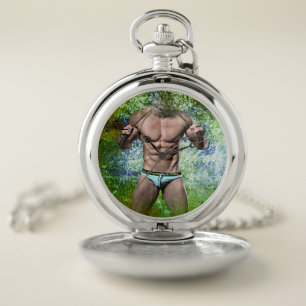 SlipperyJoe's highly muscular adult man shirtless  Pocket Watch