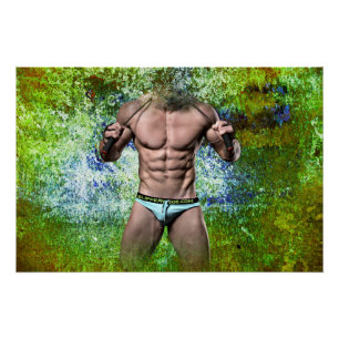 SlipperyJoe's highly muscular adult man shirtless  Poster