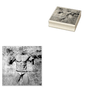 SlipperyJoe's highly muscular adult man shirtless  Rubber Stamp