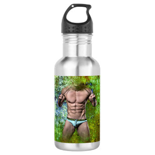 SlipperyJoe's highly muscular adult man shirtless  Stainless Steel Water Bottle
