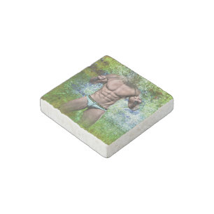 SlipperyJoe's highly muscular adult man shirtless  Stone Magnet