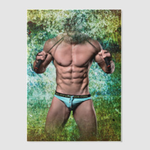 SlipperyJoe's highly muscular adult man shirtless  Vellum Invitations