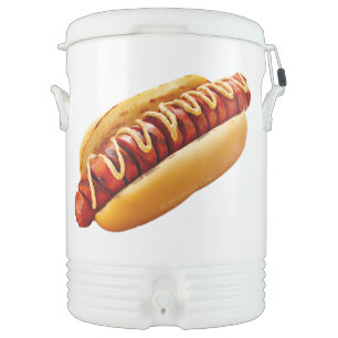 SlipperyJoe's hot dog nestled soft bun vibrant yel Beverage Cooler