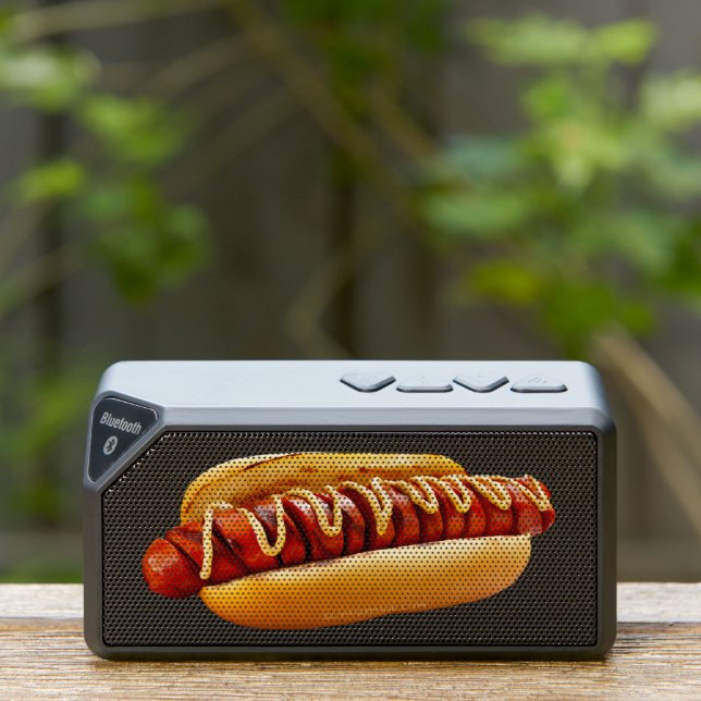 SlipperyJoe's hot dog nestled soft bun vibrant yel Bluetooth Speaker (Insitu(Outdoor))