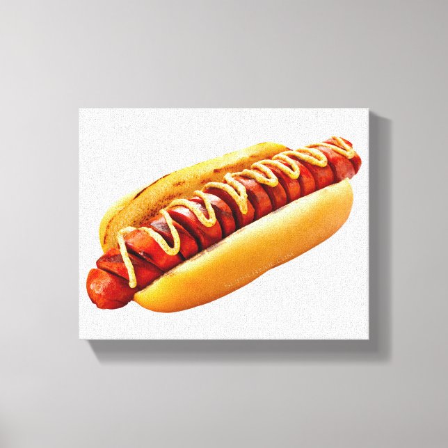 SlipperyJoe's hot dog nestled soft bun vibrant yel Canvas Print (Front)