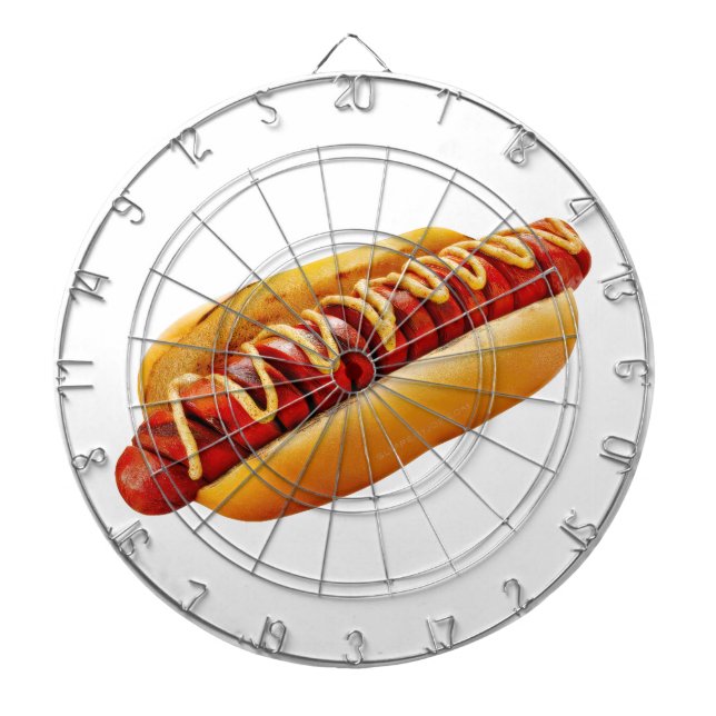 SlipperyJoe's hot dog nestled soft bun vibrant yel Dart Board (Front)