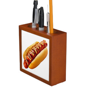 SlipperyJoe's hot dog nestled soft bun vibrant yel Desk Organizer