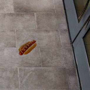 SlipperyJoe's hot dog nestled soft bun vibrant yel Floor Decals