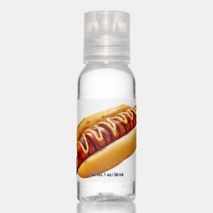 SlipperyJoe's hot dog nestled soft bun vibrant yel Hand Sanitizer