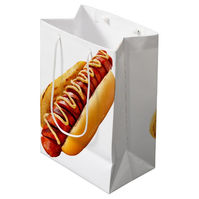SlipperyJoe's hot dog nestled soft bun vibrant yel Medium Gift Bag (Front Angled)