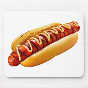 SlipperyJoe's hot dog nestled soft bun vibrant yel Mouse Pad