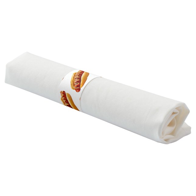SlipperyJoe's hot dog nestled soft bun vibrant yel Napkin Bands (Angled)