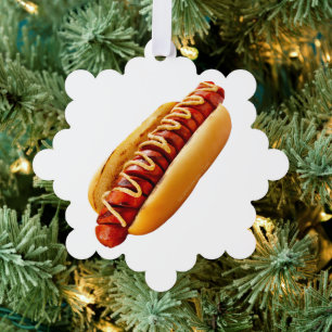 SlipperyJoe's hot dog nestled soft bun vibrant yel Ornament Card
