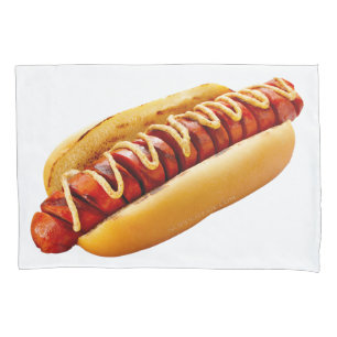 SlipperyJoe's hot dog nestled soft bun vibrant yel Pillow Case