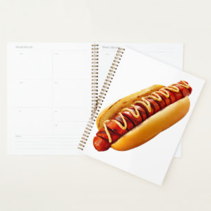 SlipperyJoe's hot dog nestled soft bun vibrant yel Planner