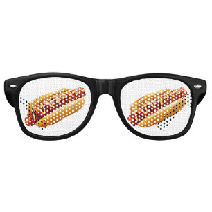 SlipperyJoe's hot dog nestled soft bun vibrant yel Retro Sunglasses