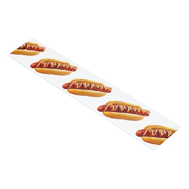 SlipperyJoe's hot dog nestled soft bun vibrant yel Ruler (Angled)