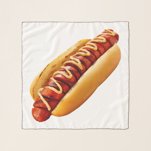 SlipperyJoe's hot dog nestled soft bun vibrant yel Scarf (Front)