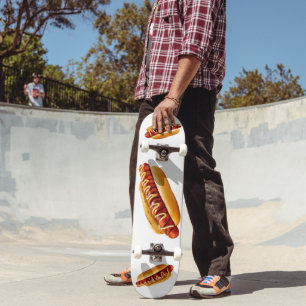 SlipperyJoe's hot dog nestled soft bun vibrant yel Skateboard
