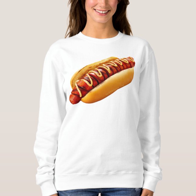 SlipperyJoe's hot dog nestled soft bun vibrant yel Sweatshirt (Front)