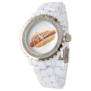 SlipperyJoe's hot dog nestled soft bun vibrant yel Watch