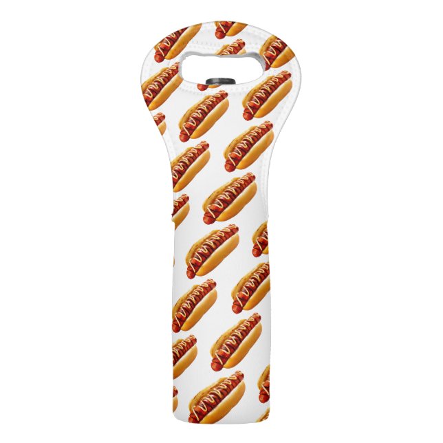 SlipperyJoe's hot dog nestled soft bun vibrant yel Wine Bag (Front)