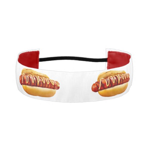 SlipperyJoes Hotdog mustard sliced meat bun grill Athletic Headband