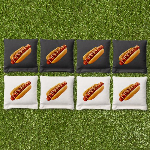 SlipperyJoes Hotdog mustard sliced meat bun grill Cornhole Bags