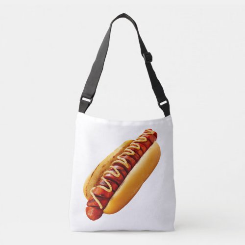 SlipperyJoes Hotdog mustard sliced meat bun grill Crossbody Bag