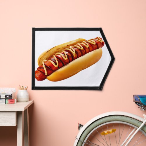 SlipperyJoes Hotdog mustard sliced meat bun grill Pennant