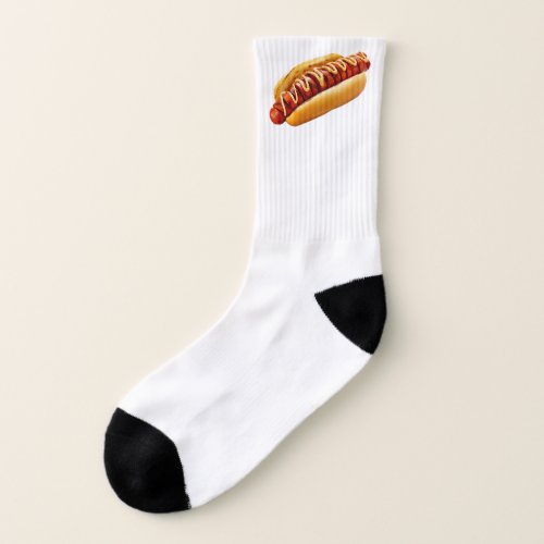 SlipperyJoes Hotdog mustard sliced meat bun grill Socks