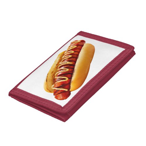 SlipperyJoes Hotdog mustard sliced meat bun grill Trifold Wallet