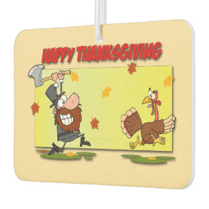 SlipperyJoe's humorous cartoon-style Thanksgiving Air Freshener