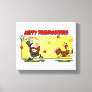 SlipperyJoe's humorous cartoon-style Thanksgiving Canvas Print