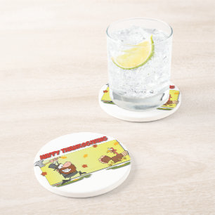 SlipperyJoe's humorous cartoon-style Thanksgiving  Coaster