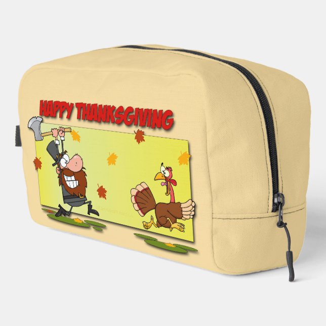 SlipperyJoe's humorous cartoon-style Thanksgiving  Dopp Kit (Right Corner)