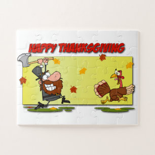 SlipperyJoe's humorous cartoon-style Thanksgiving  Jigsaw Puzzle