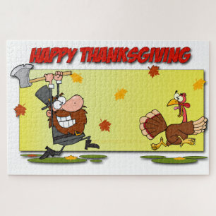 SlipperyJoe's humorous cartoon-style Thanksgiving  Jigsaw Puzzle
