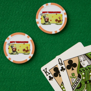 SlipperyJoe's humorous cartoon-style Thanksgiving Poker Chips