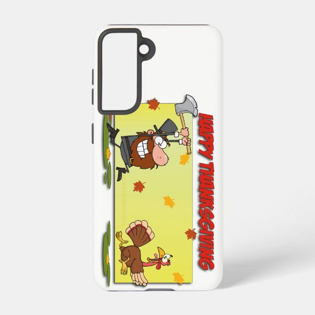 SlipperyJoe's humorous cartoon-style Thanksgiving  Samsung Galaxy Case (Back)