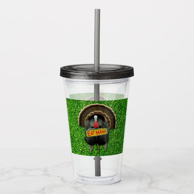 SlipperyJoe's humorous clever Thanksgiving theme t Acrylic Tumbler (Front)