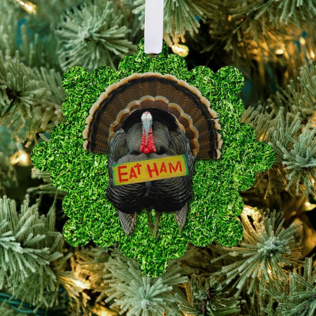 SlipperyJoe's humorous clever Thanksgiving theme t Ornament Card (Insitu (Tree))